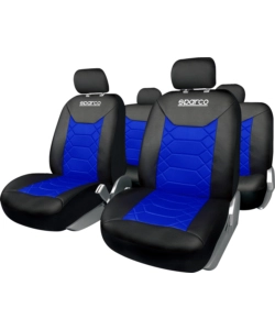 SET COMPLETO COPRISEDILI AUTO UNIVERSALI SPARCO NERO/BLU A NIDO D'APE - SPC1016